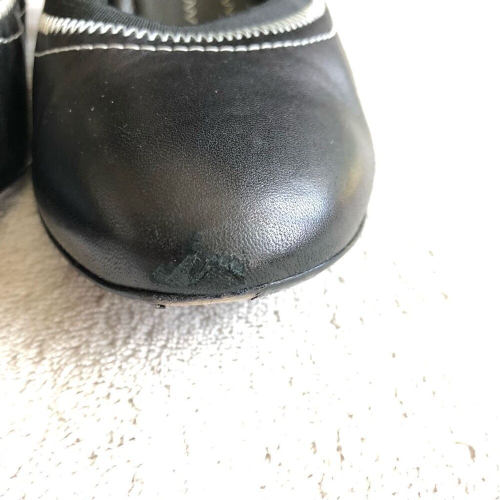 Vintage Chanel Black Cap Toe Leather Elastic Heeled Pumps - Picture 7 of 14